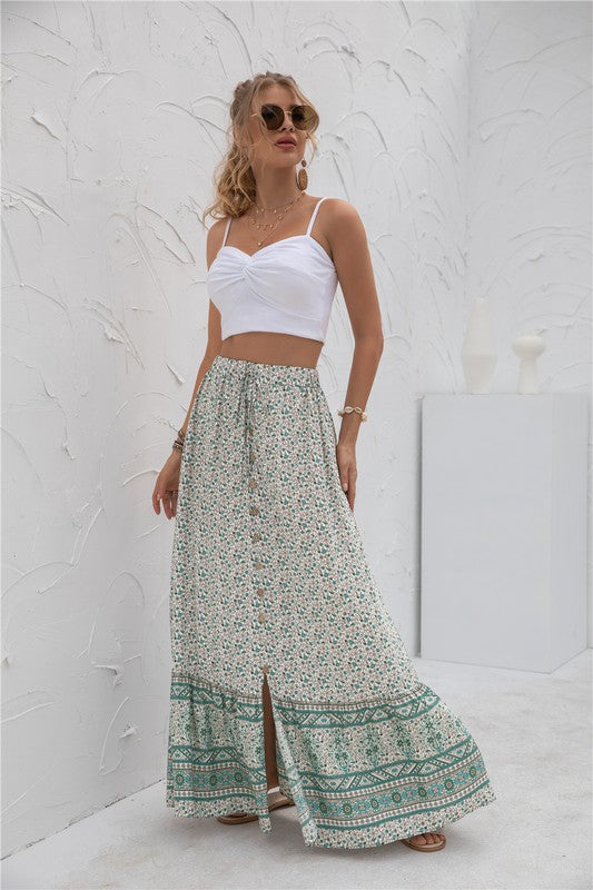 Womens Print Maxi Skirt See size chart under “more details” The Fashion Celestial