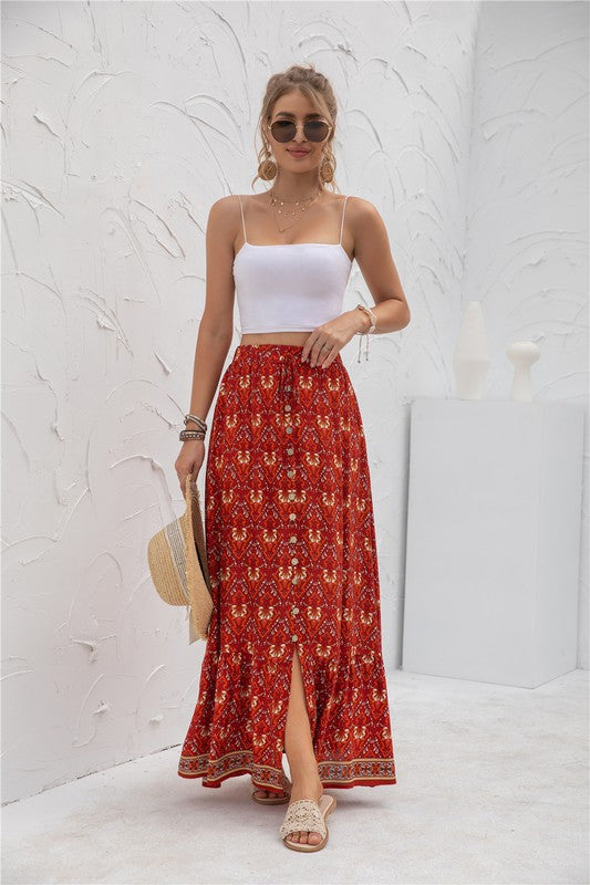 Womens Print Maxi Skirt See size chart under “more details” The Fashion Celestial