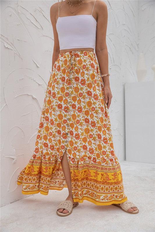 Womens Print Maxi Skirt See size chart under “more details” The Fashion Celestial