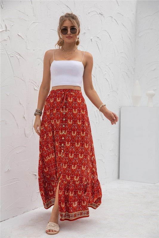 Womens Print Maxi Skirt See size chart under “more details” The Fashion Celestial