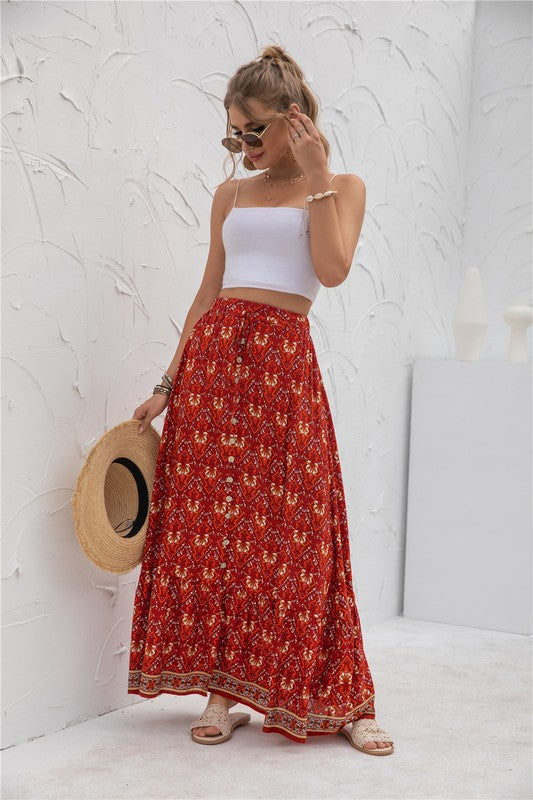 Womens Print Maxi Skirt See size chart under “more details” The Fashion Celestial