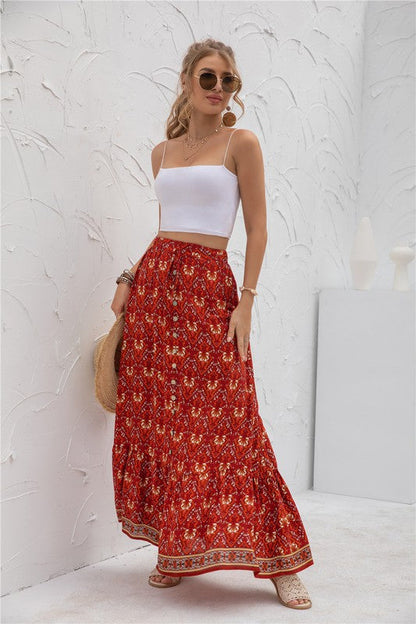 Womens Print Maxi Skirt See size chart under “more details” The Fashion Celestial