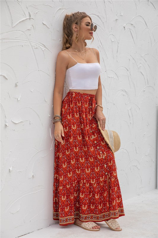 Womens Print Maxi Skirt See size chart under “more details” The Fashion Celestial