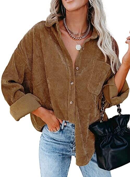 Corduroy Country Chic Shirt – Stylish Single-Breasted Cowgirl Shirt Country in My Heart