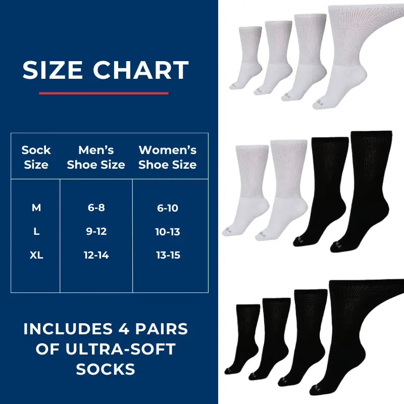 Women's Ultra-Soft Upper Calf Diabetic Socks (4 Pair) DSC