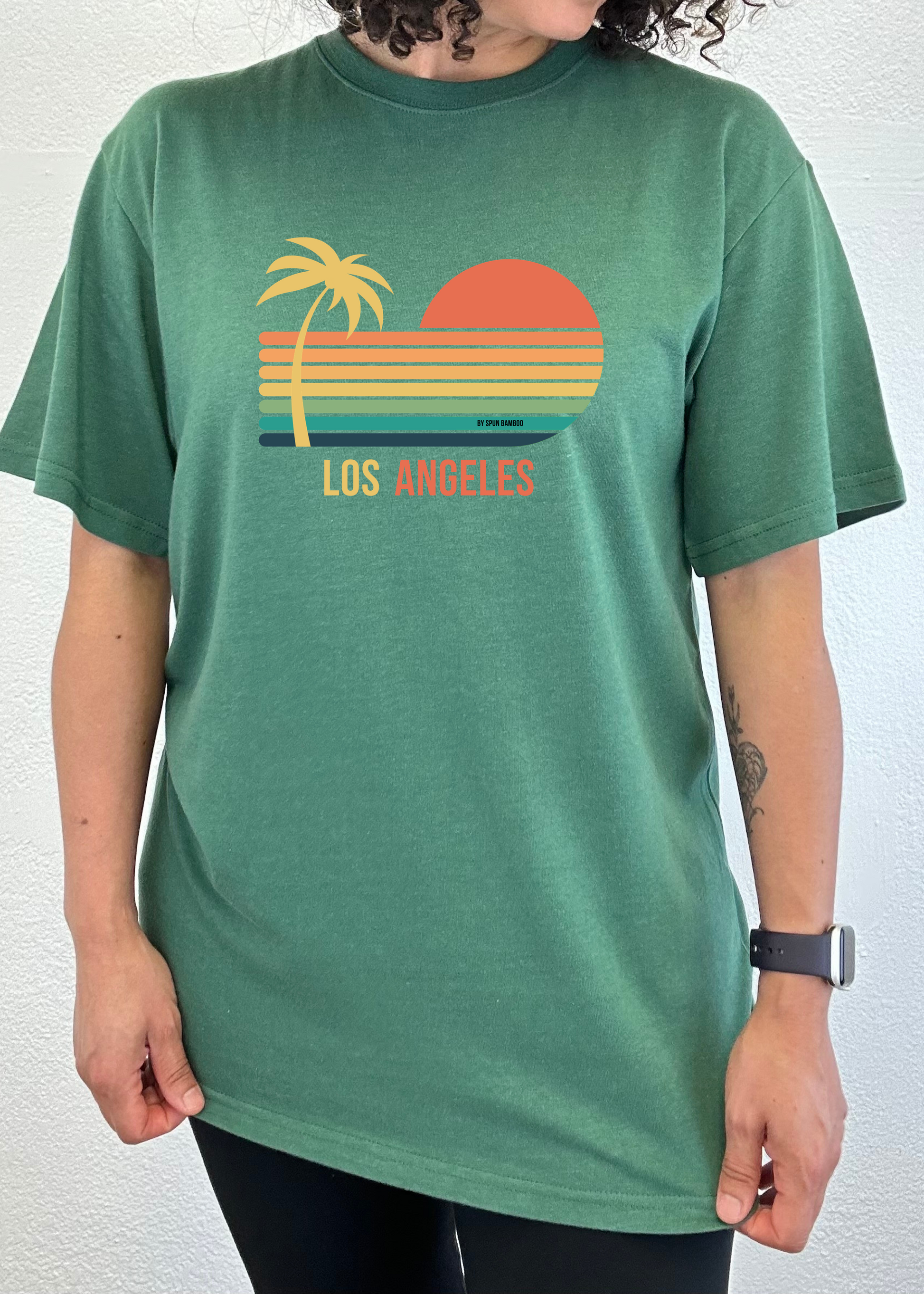 Los Angeles Unisex Bamboo Viscose/Organic Cotton Short Sleeve Graphic T-Shirt Spun Bamboo