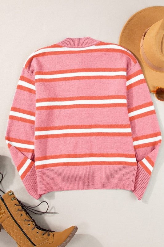 Stripe Drop Shoulder Buttoned Cardigan Sweater Shop Style & More | Fresh Looks, Everyday Deals & Free Shipping