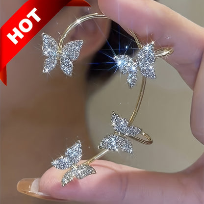 French-style Golden Sparkling Butterfly Luxury Butterfly Earrings NovaCart