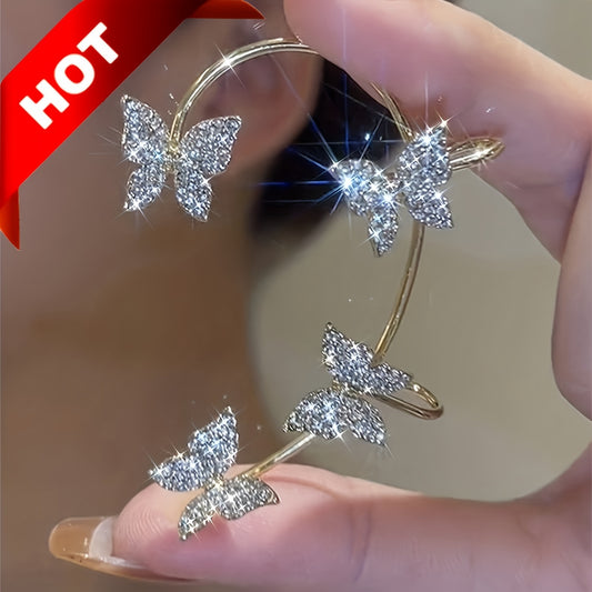 French-style Golden Sparkling Butterfly Luxury Butterfly Earrings NovaCart