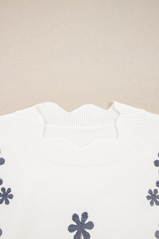 Floral Embroidered Scallop Hem Sweater Shop Style & More | Fresh Looks, Everyday Deals & Free Shipping