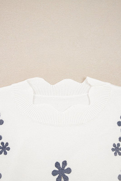 Floral Embroidered Scallop Hem Sweater Shop Style & More | Fresh Looks, Everyday Deals & Free Shipping