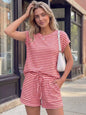 Striped Round Neck Tee and Shorts Set New Era Fashion LLc