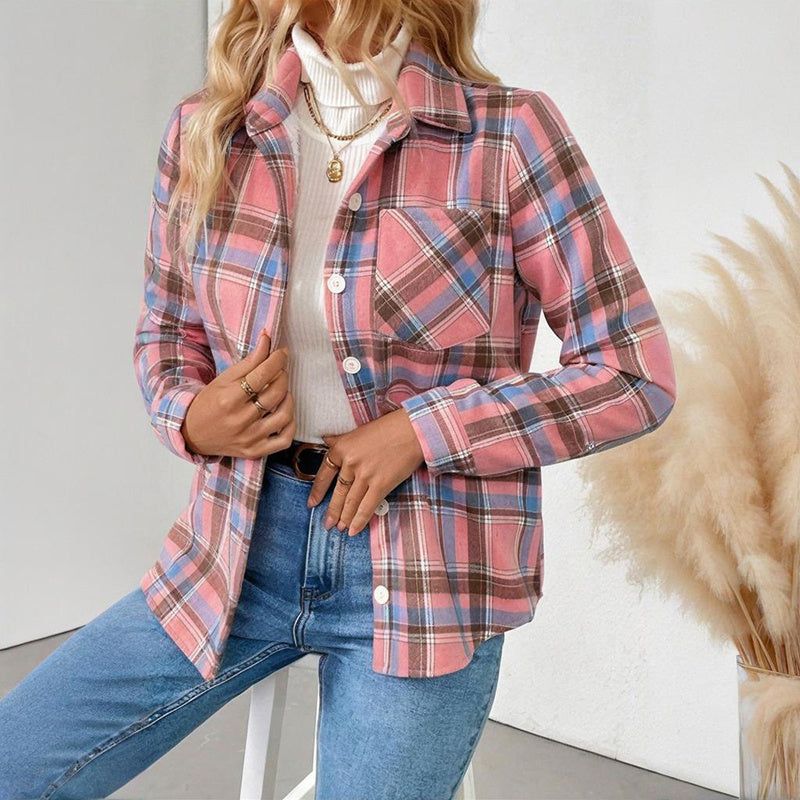 Checkered Fleece-Lined Shacket with Chest Pockets FitiqueFit