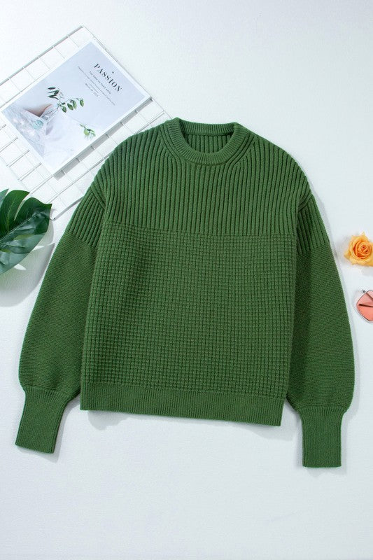 Solid Textured Knit Crewneck Sweater Shop Style & More | Fresh Looks, Everyday Deals & Free Shipping