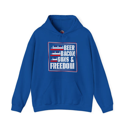 Beer Bacon Guns and Freedom Hooded Sweatshirt The Devil's Pickle