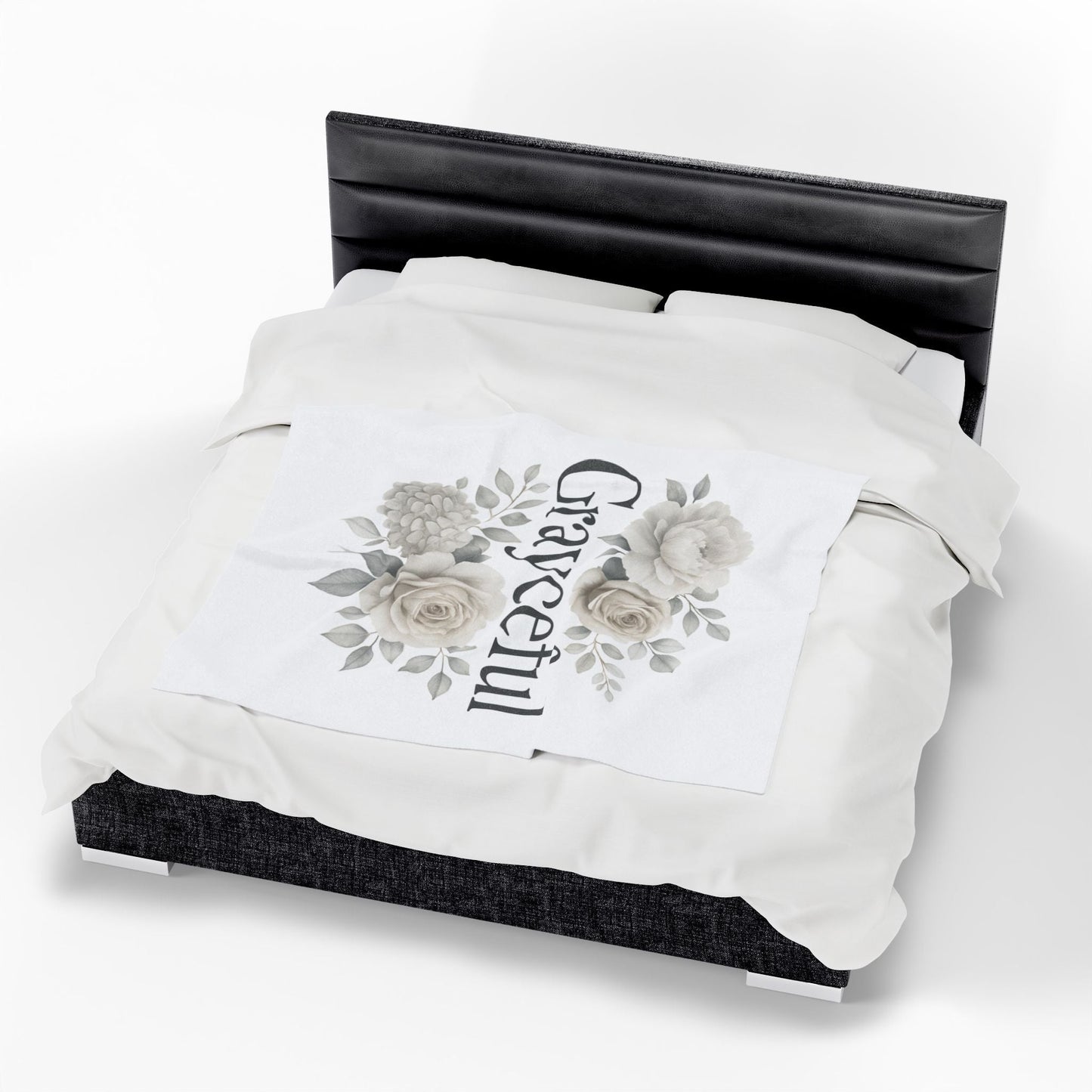 Elegant Floral Throw Blanket - Cozy Velveteen Plush Blanket for Home Decor, Gift for Her, Modern Chic Style, Occasion: Birthdays, [...] Grayceful LLC