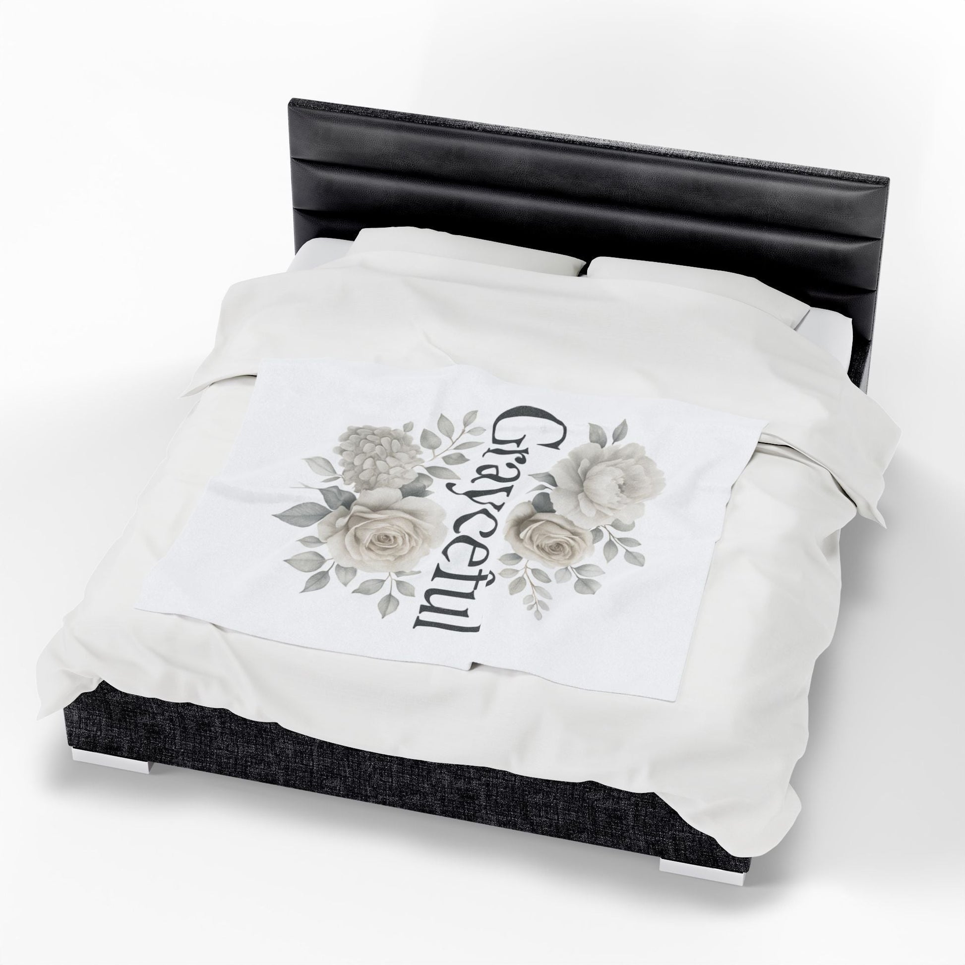 Elegant Floral Throw Blanket - Cozy Velveteen Plush Blanket for Home Decor, Gift for Her, Modern Chic Style, Occasion: Birthdays, [...] Grayceful LLC