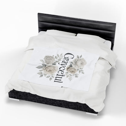 Elegant Floral Throw Blanket - Cozy Velveteen Plush Blanket for Home Decor, Gift for Her, Modern Chic Style, Occasion: Birthdays, [...] Grayceful LLC