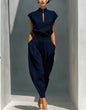 Women's Chinese-Style Satin Short-Sleeve Top & Pants Set FitiqueFit