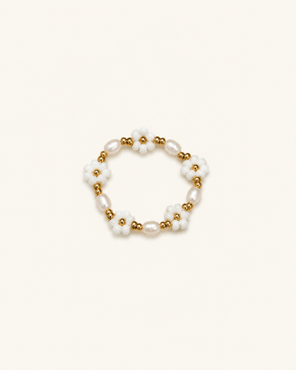 Freshwater Pearl and Flower Beaded Ring Village Thrive