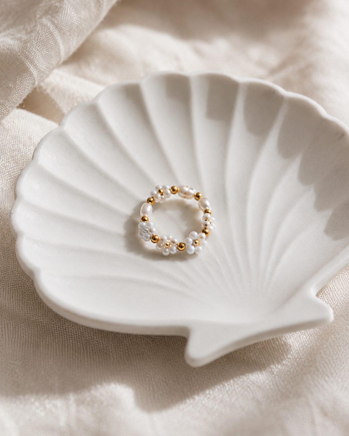 Freshwater Pearl and Flower Beaded Ring Village Thrive