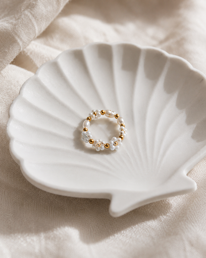 Freshwater Pearl and Flower Beaded Ring Village Thrive
