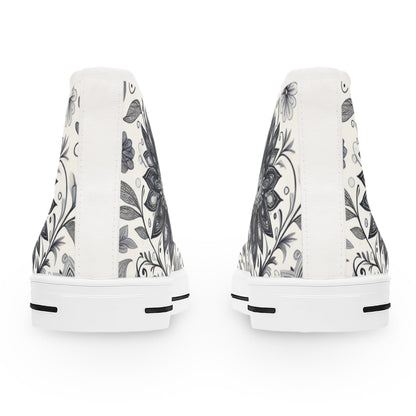Elegant Floral Women's High Top Sneakers | Stylish Footwear for All Occasions, Casual Wear, Unique Gifts, Trendy Sneakers, Fashion Footwear Grayceful LLC