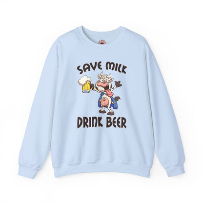 Save Milk Drink Beer Crewneck Sweatshirt The Devil's Pickle