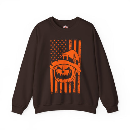 Pumpkin American Flag Crewneck Sweatshirt The Devil's Pickle