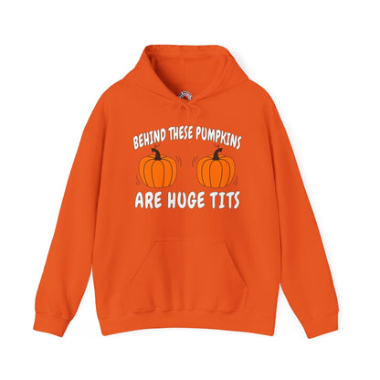 Behind These Pumpkins Are Huge Tits Hooded Sweatshirt The Devil's Pickle