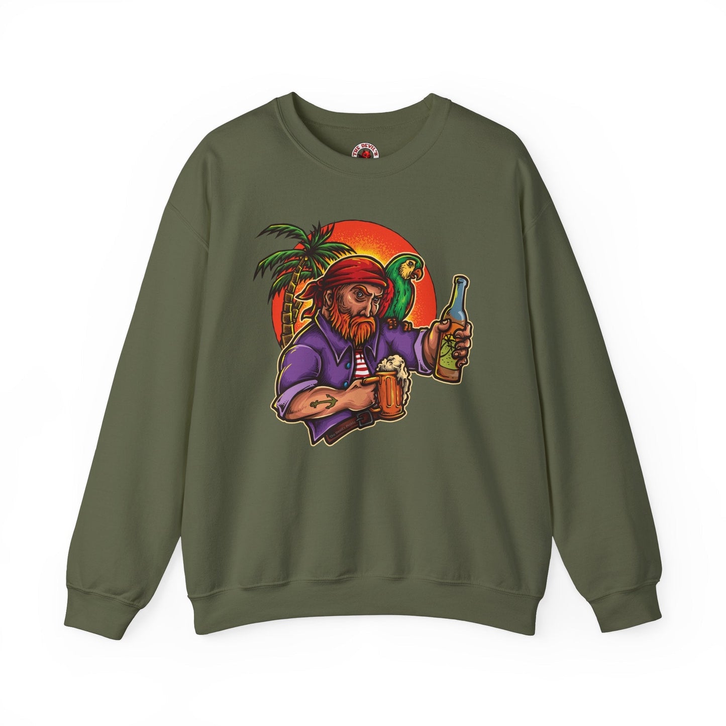 Sunset Pirate Beer Crewneck Sweatshirt The Devil's Pickle