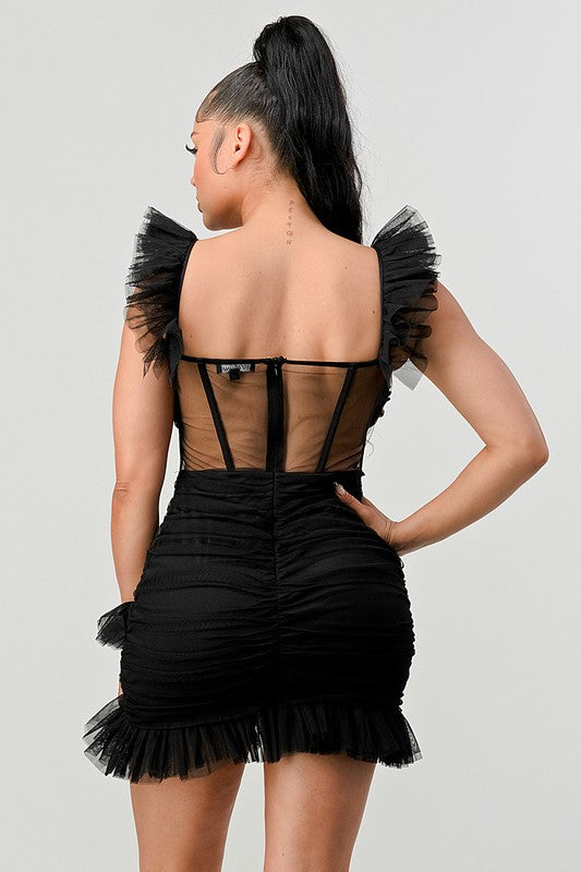 BE ADORABLE RUFFLE MINI DRESS See size chart under “more details” The Fashion Celestial