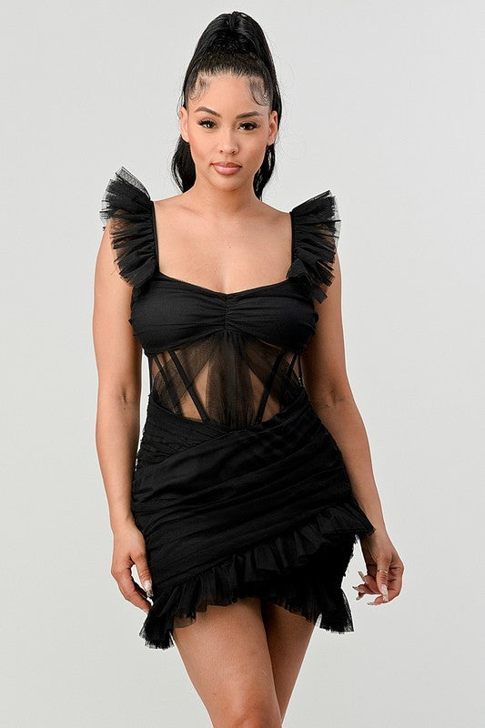 BE ADORABLE RUFFLE MINI DRESS See size chart under “more details” The Fashion Celestial