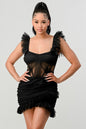 BE ADORABLE RUFFLE MINI DRESS See size chart under “more details” The Fashion Celestial