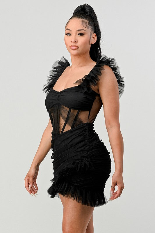 BE ADORABLE RUFFLE MINI DRESS See size chart under “more details” The Fashion Celestial