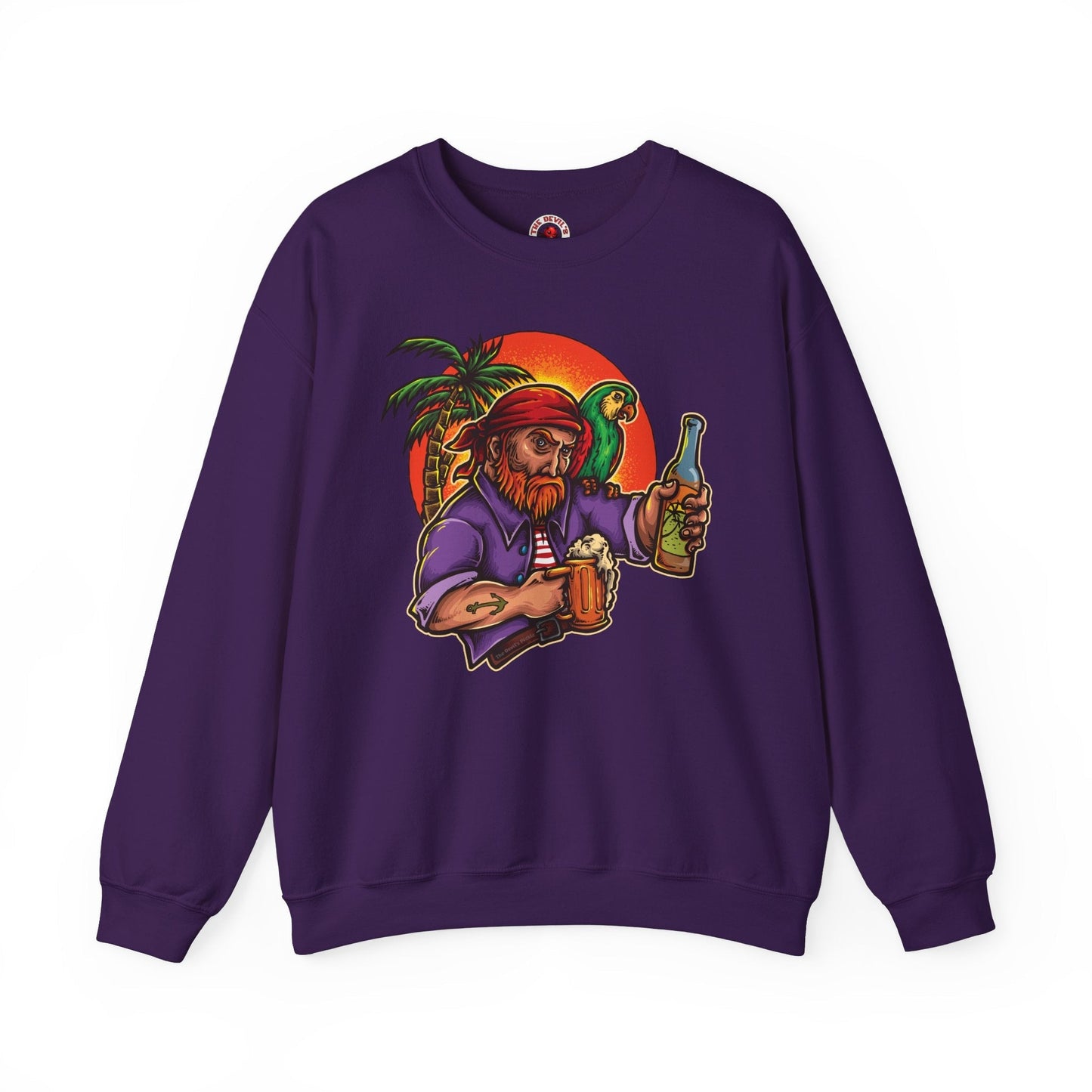 Sunset Pirate Beer Crewneck Sweatshirt The Devil's Pickle