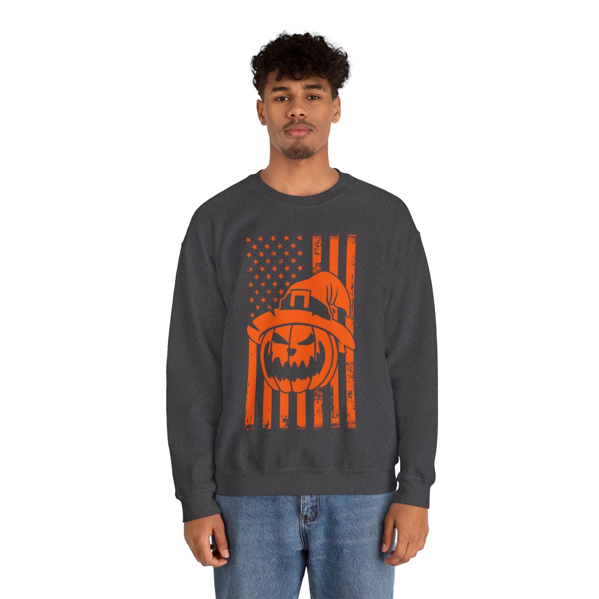 Pumpkin American Flag Crewneck Sweatshirt The Devil's Pickle
