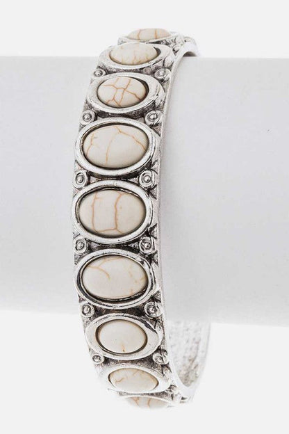 Oval Stone Adjustable Open Bangle Shop Style & More | Fresh Looks, Everyday Deals & Free Shipping