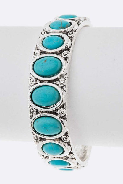 Oval Stone Adjustable Open Bangle Shop Style & More | Fresh Looks, Everyday Deals & Free Shipping