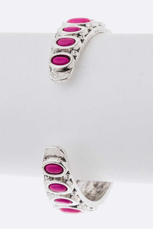 Oval Stone Adjustable Open Bangle Shop Style & More | Fresh Looks, Everyday Deals & Free Shipping