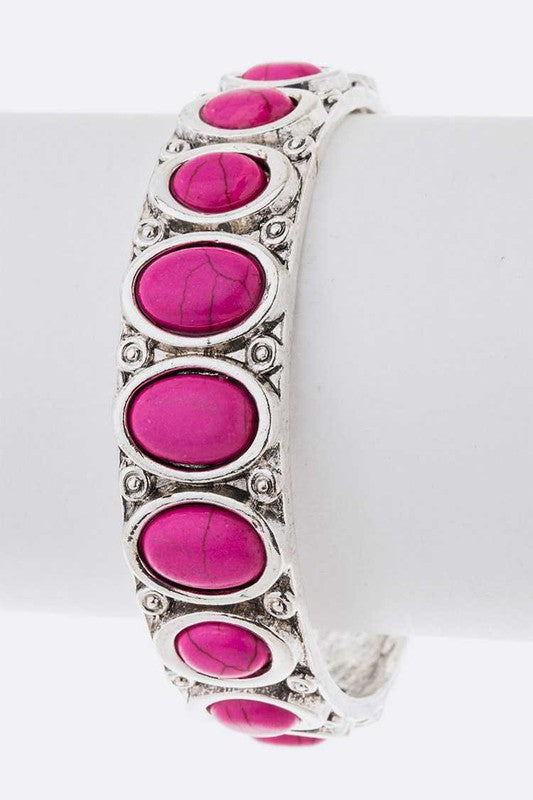 Oval Stone Adjustable Open Bangle Shop Style & More | Fresh Looks, Everyday Deals & Free Shipping