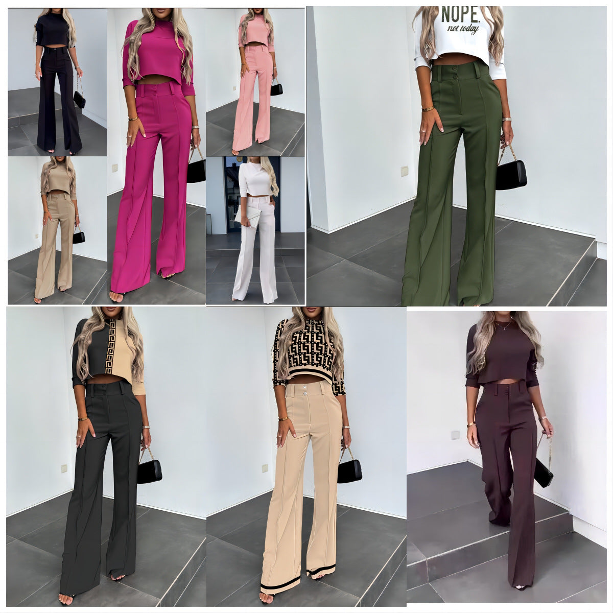 Cute Style Fresh Sweet Women's Clothing Nine-quarter Sleeve Fashion Casual Set See size chart under “more details” The Fashion Celestial