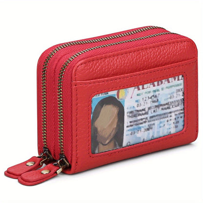 Genuine Leather RFID Wallet Small Zipper Card Holder