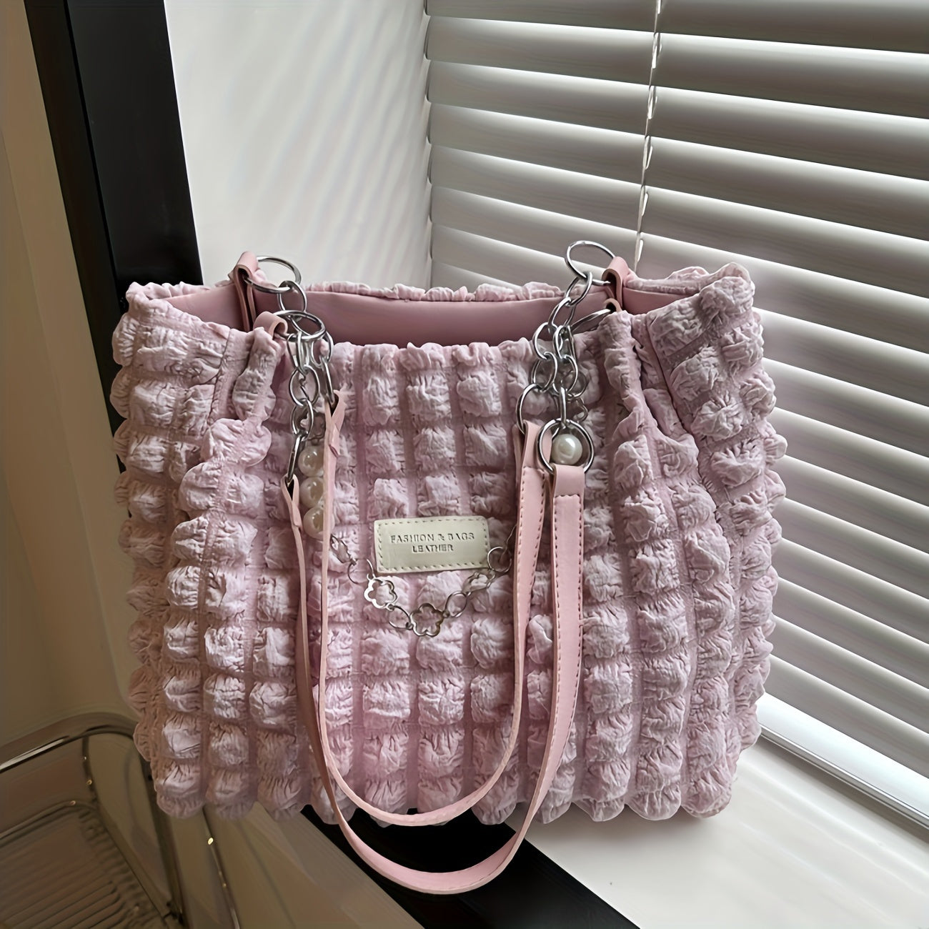 ] Elegant Women's Structured Pleated Bubble Shoulder Bag