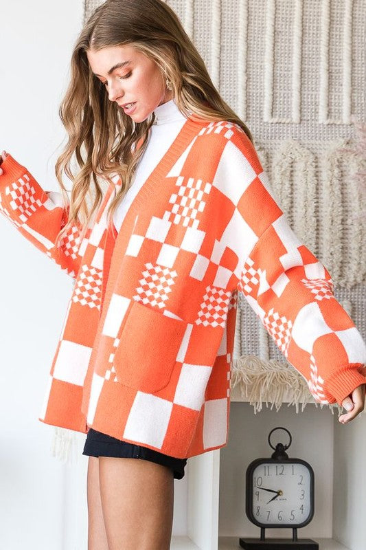 BLOCK CHECK OPEN KNIT CARDIGAN Shop Style & More | Fresh Looks, Everyday Deals & Free Shipping
