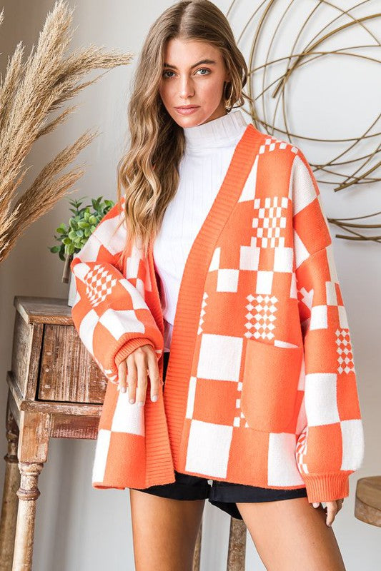 BLOCK CHECK OPEN KNIT CARDIGAN Shop Style & More | Fresh Looks, Everyday Deals & Free Shipping
