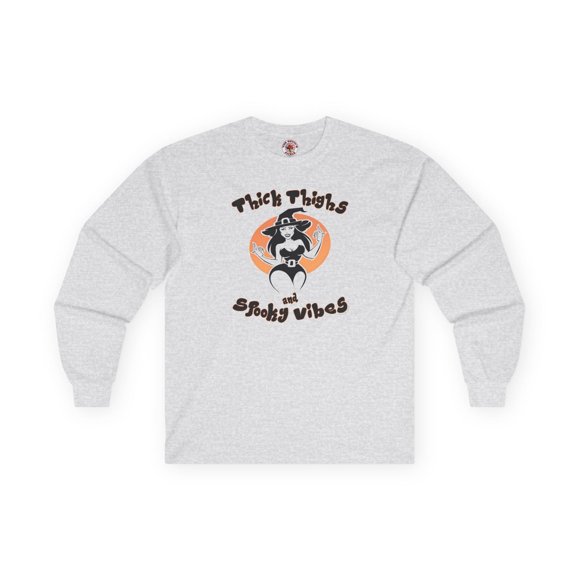 Thick Thighs and Spooky Vibes Long Sleeve Tee The Devil's Pickle