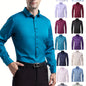 Men'S Stretch Slim-Fit Formal Shirt Without Pockets, Light Business Turn- Collar Long-Sleeved Shirt, Men'S Business Shirt, Wrinkle-Resistant And Durable Solid Color Formal Long-Sleeved Shirt with Buttons And Pockets, Suitable NovaCart