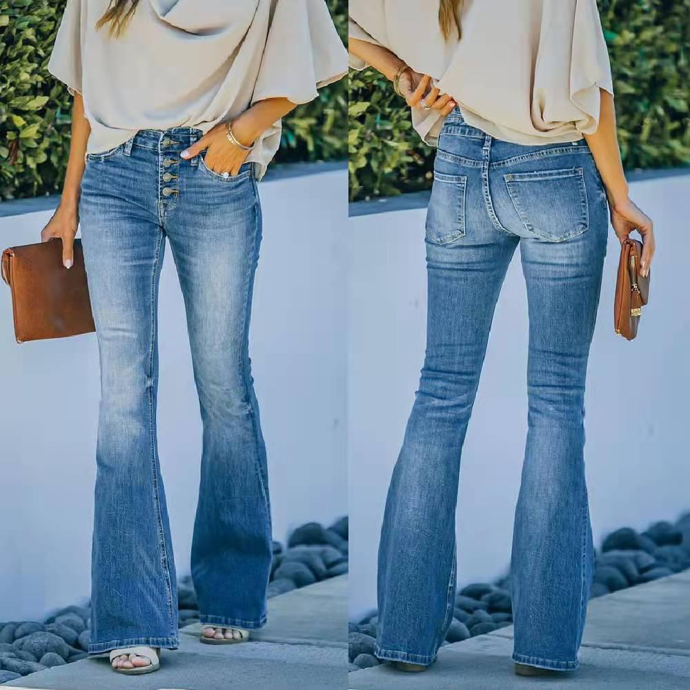 High Waist Designer Stretch Jeans – Trendy Flared Denim for Cowgirls Country in My Heart