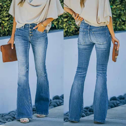 High Waist Designer Stretch Jeans – Trendy Flared Denim for Cowgirls Country in My Heart